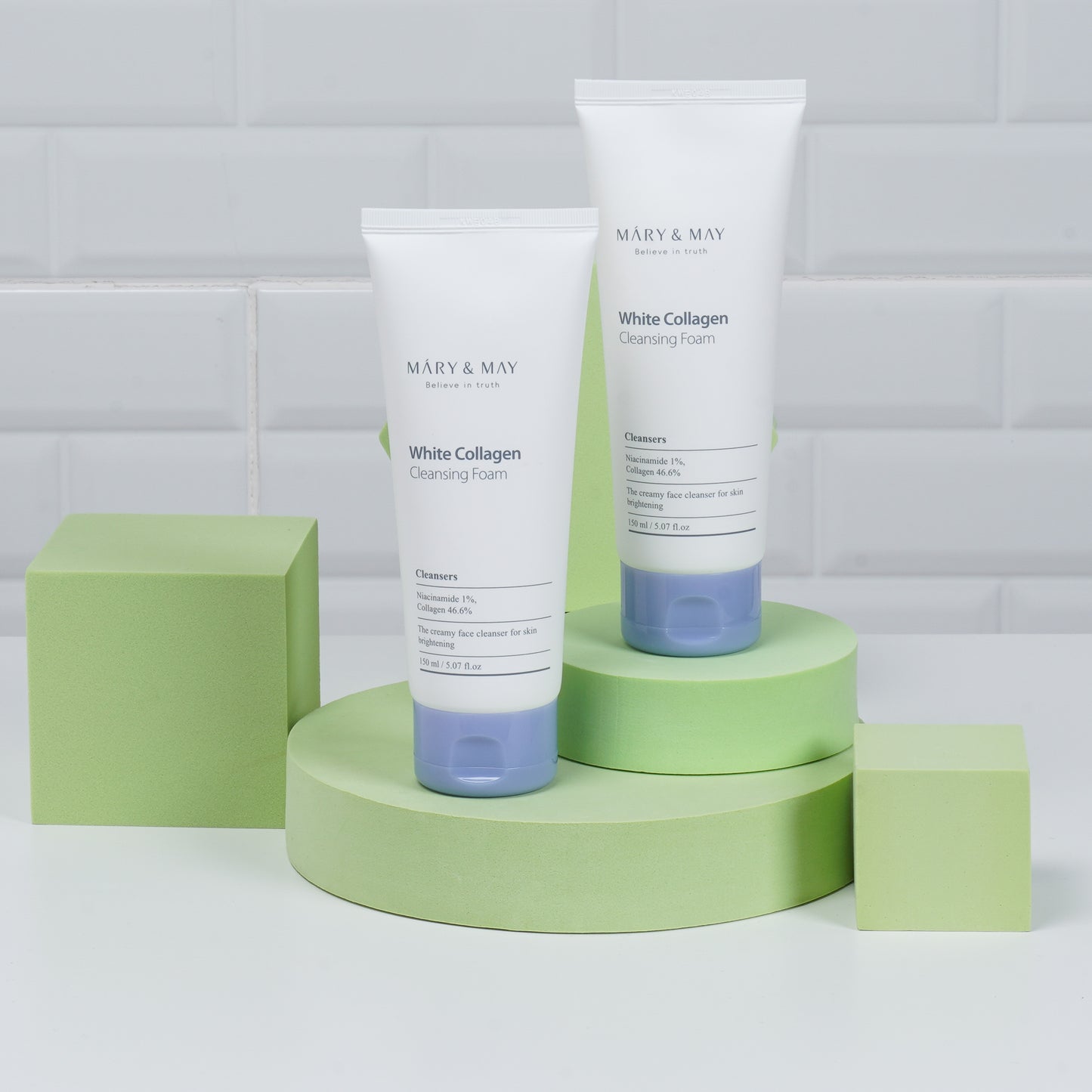 MARY&MAY: WHITE COLLAGEN CLEANSING FOAM DUO TWIN PACK